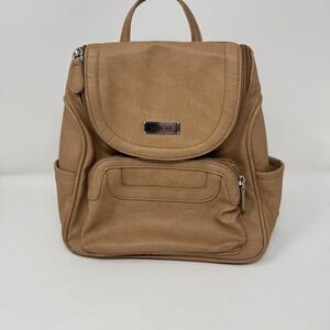 MultiSac Backpack Purse Womens Small Tan Microfiber Zip Pockets‎ Casual Travel